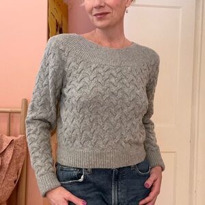 & Other Stories Light Gray Cable Knit boatneck Sweater